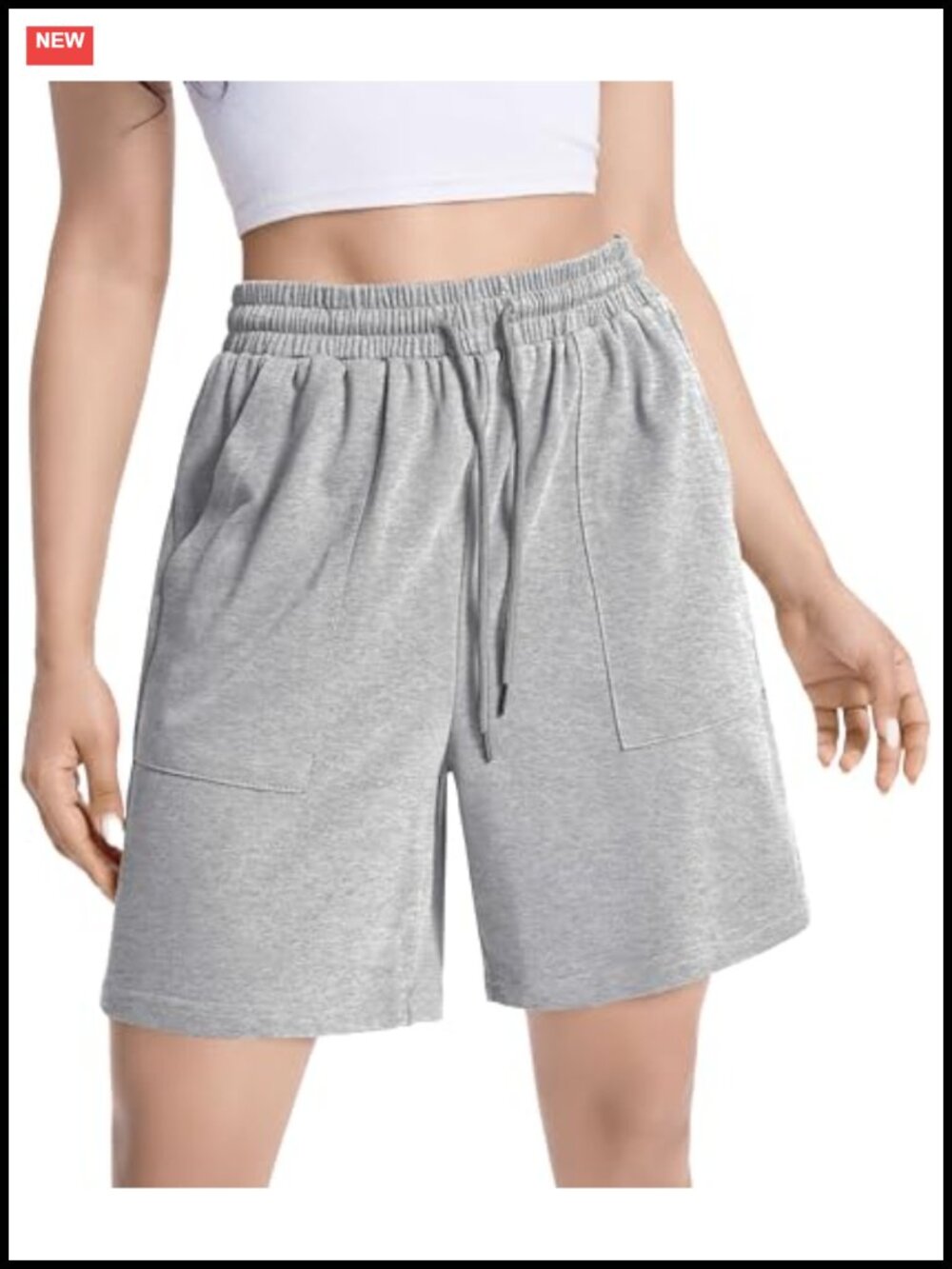 Women's Cotton Blend Drawstring Sweat Shorts Athletic Lounge High Rise